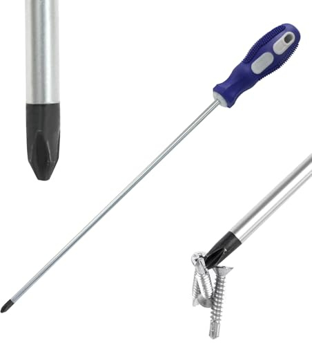 Kyuionty 12-Inch Extra Long Phillips Screwdriver, PH2 Magnetic Tip Cross-head Screwdriver with Blue Rubber Handle (6x300mm)