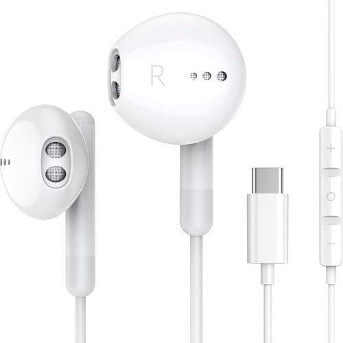 För Samsung Galaxy A36/A36 5G USB C hörlurar typ c in-ear hörlurar trådbundna hörlurar mikrofon volymkontroll HiFi stereo öronsnäckor MP3-spelare brusisolerande djup bas