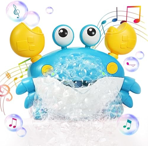 Badewannenspielzeug Baby, Krabben Badewannen Blubberspielzeug mit Musik, Kinder Badespielzeug Seifenblasenmaschine mit Musik für 1 2 3 4 jährige Babies, Geschenke für Jungen und Mädchen(Farbe)