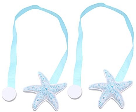 Hemobllo Calamite Tende Magnetiche a Forma di Stella Marina Blu, Set da 2 Pezzi Fissaggio Magnetico e Facile Conservazione, per Soggiorno e Bagno