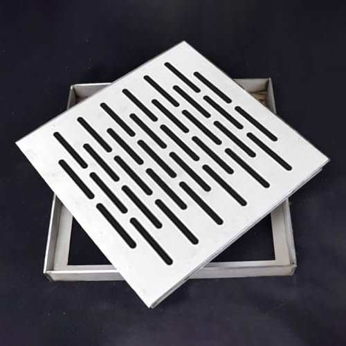 Canaleta Desague con Rejilla Rejilla de Drenaje Pluvial para Sumideros, Cubierta de Zanja de Drenaje de Acero Inoxidable 304 para Exteriores e Interiores, Cubiertas de Pozo Decorativas para Jardines(2