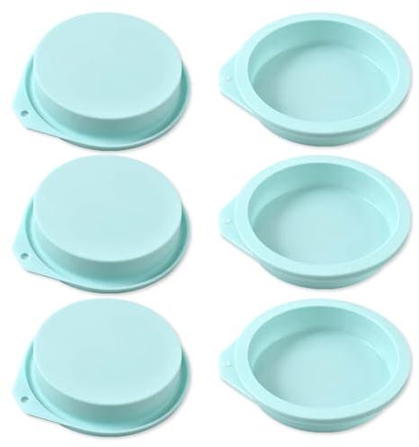 Huotflame Silikon-Kuchenform 6 Stück – Antihaft silikon backform, muffinform silikon, cupcake förmchen, backform rund – 4 Zoll BPA-frei, spülmaschinenfest, vielseitig einsetzbar