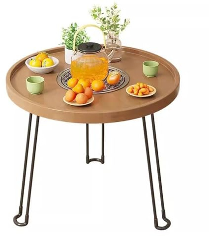 YZMJXNYY Balcony Stove Tea Table with Charcoal Grill, Portable Folding Coffee Table, Metal Legs, Stable Load-Bearing, Suitable for Parties, Camping, Indoor and Outdoor Rest Areas(55cm)