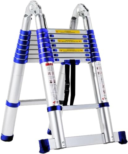 5m 6m 7m 8m Tall Telescopic Ladder - Lightweight A-Frame Extension Ladder for Outdoor & Indoor Use Compact & Retractable Design for Easy Storage Ideal for Building Maintenance