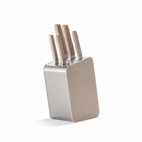 BergHOFF Home Bloc à couteaux avec couteaux - Set Couteau Cuisine avec bloc - Ensembles de Couteaux de Cuisine - Couteau de cuisine tranchants (Sand, 6 pièces)