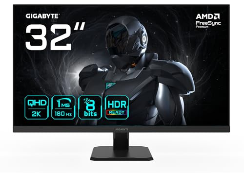 GIGABYTE GS32QA Monitor Gaming 32” QHD - 2560 x 1440, 180Hz, 1ms, 300 CD/m², FreeSync Premium, HDR Ready, HDMI 2.0, DisplayPort 1.4