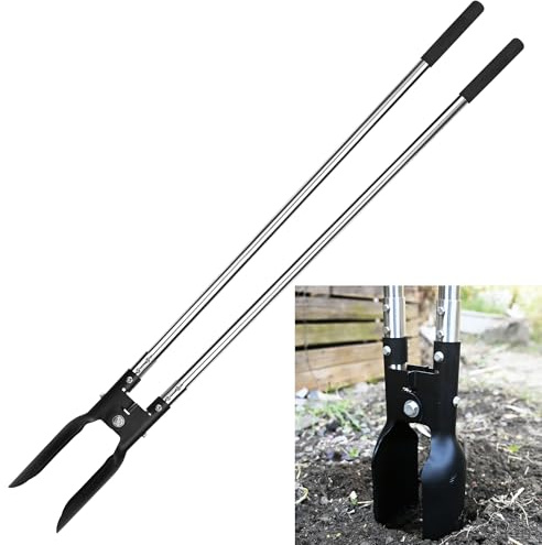 YEELOR Post Hole Digger, Hole Digger with One-Piece Manganese Steel Blade, Post Digger with 55 Adjustable Stainless Steel Handle for Digging Post Holes Installing Mailboxes Fencing