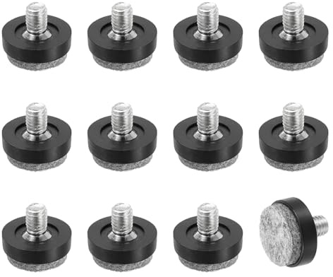 sourcing map 12 Pcs Adjustable Furniture Leg Levelers, M8x25x10mm Threaded Screw-in Leveling Feet Pad Floor Protector for Tables Cabinets Chairs Sofa Outdoor Furniture Feet, Black