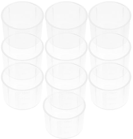 Angoily Vasos Medidores de Plástico PP Transparentes 15 Ml Paquete de 10 Unidades Tazas Medidoras Multiusos para Líquidos Medicamentos y Laboratorio Herramienta de Reutilizable
