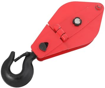 Lfhelper 5 Tonnen Umlenkrolle, 5000kg Seilrolle Riemenscheibe mit Haken | Schwerlast Snatchblock Windenrolle mit Haken für Seilwinde Forstseilwinde, Rot