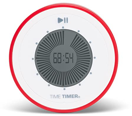 TIME TIMER TWIST 90 Minuten Visueller Digital Countdown-Timer für Klassenzimmer, Küchen, Tool für Kinder und Erwachsene bei der Heimunterricht und im Büro Magnetisches Tragbares Zeitmanagement (Rot)