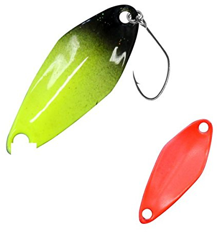 FTM Spoon Tremo 2, 9cm - Forellenblinker zum Ultra Light Angeln auf Forellen, Forellenköder zum Spinnangeln, Spinnköder, Blinker, Farbe:gelb-schwarz/orange, Gewicht:0, 9g