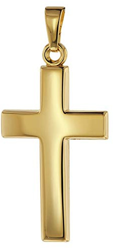 trendor Kreuz-Anhänger 26 mm Gold 585/14 Karat 75366 | Damen und Herren Goldanhänger, modischer Kreuzanhänger, Geschenkidee, eleganter Schmuck aus Echtgold