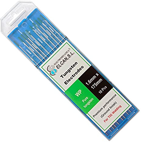 ELCAN Tungstens TIG saldatura Verde puro WP professionale, 1.0 1.6 2.0 2.4 3.2 3.2 elettrodi per saldatura torcia TIG, 10 unità - Dimensioni: 1.6 x 175 mm
