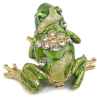 SEVENBEES Hand Painted Crystal Frog Figurine Gift Idea Decorative Jewelry Boxes Hinged Trinket Box - Mothers Day Gifts