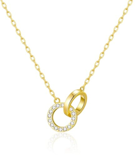Philip Jones 18k Gold Plated Circle Link Necklace Created with Zircondia® Crystals