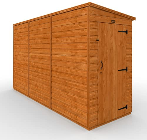 TigerFlex Shiplap Pent Single Door Windowless Wooden Garden Shed 12 x 4 ft