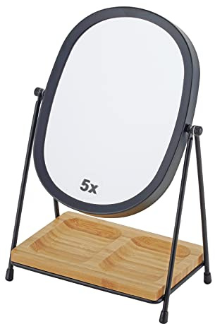 JOYOEIKON Espejo de Maquillaje clásico de Doble Cara con Aumento 5X y 1X y Espejo de Mesa de pie con rotación de 360°, Espejo cosmético de Escritorio
