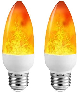 Dervacle LED Flame Effect Light Bulb E26 Flickering Candelabra Light Bulbs 4w Warm Yellow Candle Bulbs with Gravity Sensor Flickering Light Bulbs for Vintage Indoor Outdoor Decor