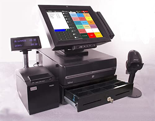 12 Kassensystem für Einzelhandel – Touchscreen Kasse mit Scanner, Bondrucker & Kundendisplay für Kiosk und Supermarkt, BlitzKasse Handel Software, TSE-konform