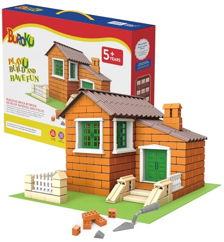 Buroku - Juego de Construcción de Casa de Ladrillos | 304 Piezas de Plástico ABS Seguras para Niños | Mejora Habilidades Tempranas y Desarrollo de la Inteligencia | Material Reciclable.