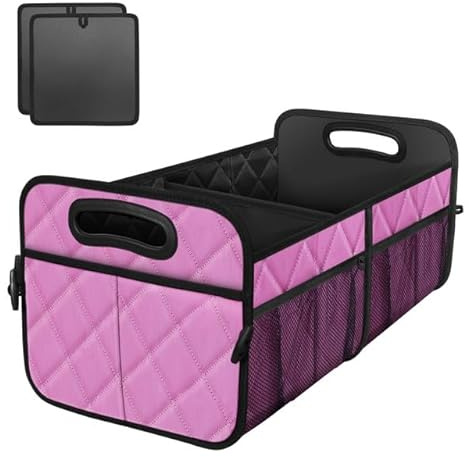 Deosk Pinker femininer rechteckiger Kofferraum-Organizer, 6 Taschen, 70 l, mehrere Fächer, wasserdicht, tragbar, zusammenklappbar, Autozubehör für Damen/Herren - WXAG-0034