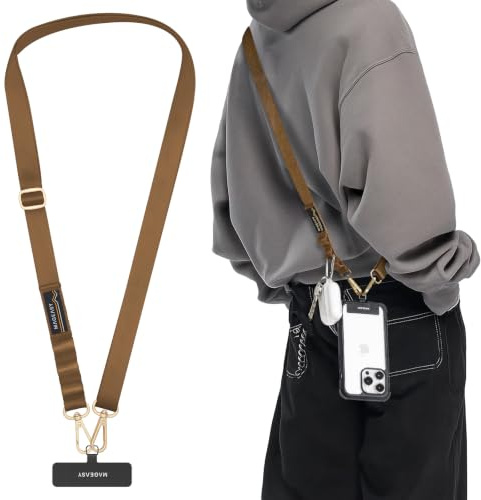 MAGEASY Rover iPhone Lanyard Crossbody with Tether Tab & Attachment Loop, Adjustable Anti Theft Phone Strap for Samsung Google Pixel, 20mm Neck Shoulder Lanyard, Holds 55lb (Dual Clip/Single Clip)