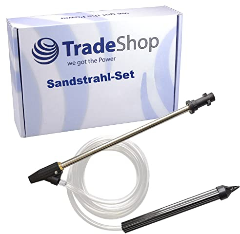 Trade-Shop Düse mit Bajonett-Adapter Schlauch Sandstrahlen Nass-Strahlen Set kompatibel mit Kärcher K2 K3 K4 K5 K6 K7 Hochdruckreiniger