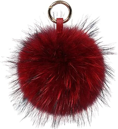 xinshibao Fuchspelz Kaninchenfell Pom Pom Anhänger - Schlüsselanhänger & Taschenanhänger, Pelz Bommel Ball