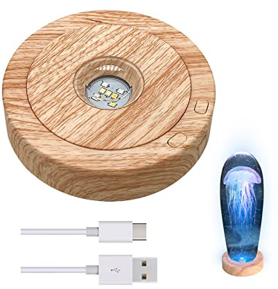 Base d'affichage rotative à LED, Socle d'affichage LED de 11,5 cm, Type C et Chargement de la Batterie, 8 Modes d'éclairage, Base Lumineuse rotative Multicolore pour Boules de Cristal en Verre