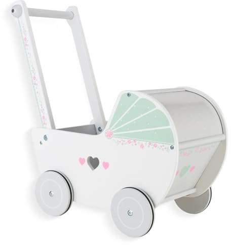 WOODENFUN Wooden Baby Push Walker for 1 Year Old and up, Toddler Shopping Cart Push Toys for Boys Girls