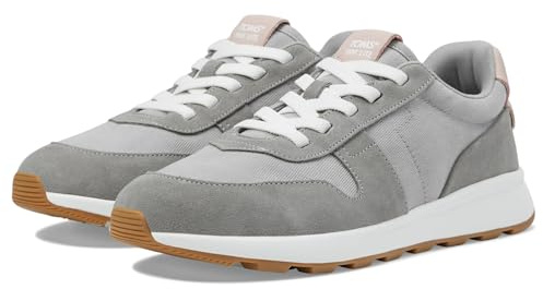 TOMS Women's Trvl Lite Retro Runner Sneaker, Suede and Textile Upper, Water Repellent, Stretch Laces, CloudBound Insole, Drizzle Grey Suede/Vintage Twill, 9.5