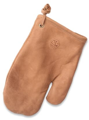 Guanti da barbecue in pelle, foderati e resistenti al calore, guanti da forno, guanti in pelle per barbecue, cucina e camino Thor (1 X HS)