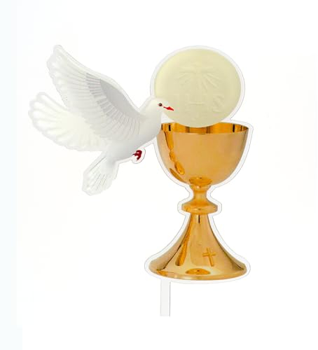 Cake Topper a forma di calice con colomba per Prima Comunione o Cresima