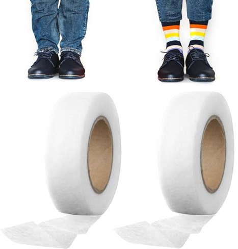 Clydewy 48m Wonder Web Hemming Tape 2 Pack 2cm 24m Invisible No Sew Iron On Tape Adhesive Fabric Fusing Hemming Strip Extra Strong Hem Mending Tape for Curtains Trousers Dresses Jeans Pants Clothes
