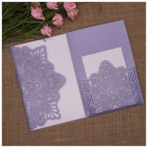 Grußkarte 40pcs / pack 250gsm Glänzende Perlenpapier Hochzeitseinladung Kartenabdeckung Geschnitzte Einladungen Geburtstag Baptismus Festival Partei Favor Karten Grußkarte hochzeit (Color : Puprle,