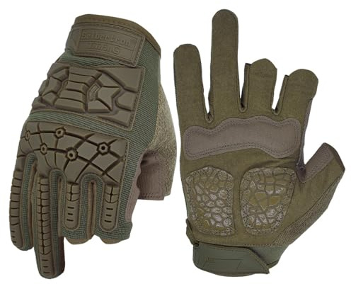 Seibertron T.T.F.I.G 2.0 Herren Taktische Militär Flexibler TPR-Aufprallschutz Dreihalber Finger Handschuhe für Kampfjagd Wandern Airsoft Paintball Motorrad Outdoor Handschuhe Armeegrün L