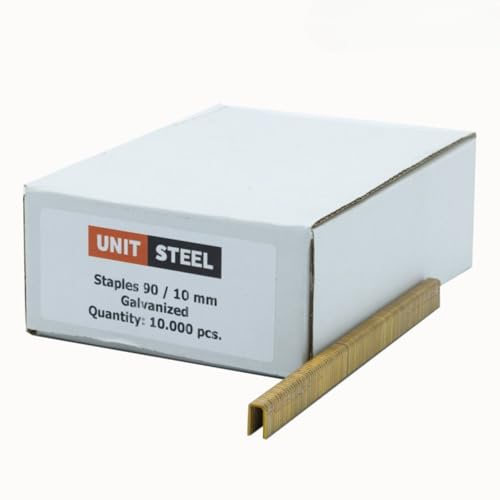 UnitSteel Type 90 Heftklammern - Beinlänge 10mm, 10.000 stück, Verzinkt, Haubold type 6000, Prebena Type E, Haubold type 6000, Prebena Type E, für Tischlerhandwerk, Innenarchitektur und Möbelindustrie