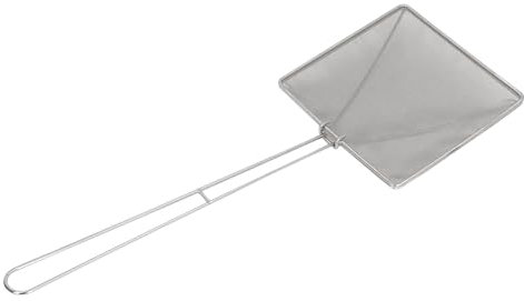 Pala per Residui di Olio, Schiumarola Quadrata in Acciaio Inox a Maglia Fine, Cucchiaio Forato con Manico Antiscivolo, per Cucinare Olio di Frittura per Filtrare i Residui di