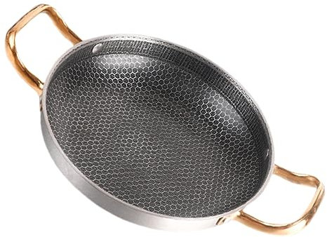 Amosfun Padella a Nido D’ape 24 Cm in Acciaio Inossidabile Doppio Manico, Antiaderente Uniforme, Per Cucina Domestica e Cottura Di Frutti Di Mare e Carne