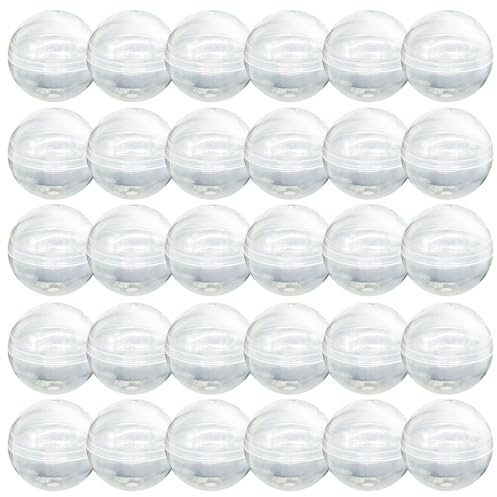 50pcs Clear Color 3.9 (100mm) Empty Capsules Mini Round Cases for Gumball Vending Toy Machines, Small Clear Containers Hidden Surprise for Kids Party, Plastic Container Storage for Gashapon Toys
