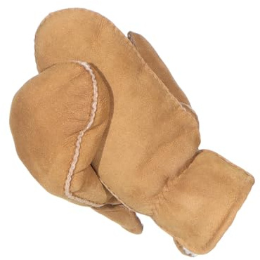 Harrys-Collection Damen Handschuhe Fäustlinge aus Lammfell mit Gummizug