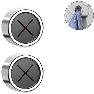 Self-Adhesive Tea Towel Holders - 2pcs Round Bathroom Tea Towel Hooks Stick on Wall,Self-Adhesive Round Tea Towel Holder,Push in Towel Holder - for Shower Bathroom Kitchen & Home,No Drilling Required