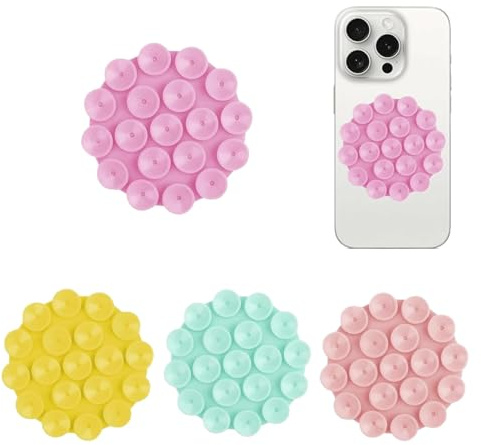 DAAIZIII 4 Stück Silikon Saugnapf Handy,Selbstklebende,Silikon-Saugnäpfe,Octobuddy Für Alle Handy-Modelle Selfies Und Videos, Glas Oder Spiegel