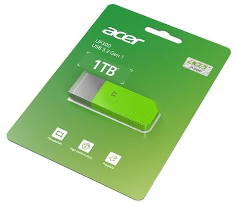 Acer UP300 Clé USB 3.2 Gen 1 - Vitesse de Lecture jusqu'à 120 Mo/s - 1T Vert