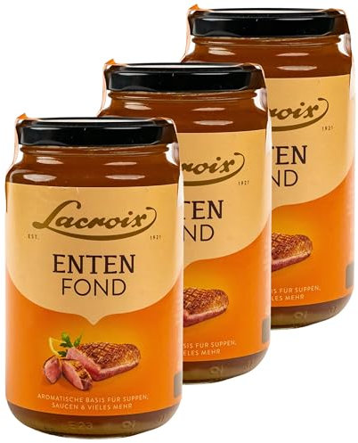 Entenfond - 3er Pack 400 ml im Glas auf Entenbasis als Geschmacksboost für herzhafte Fleischgerichte und feine Saucen – Enten Fond als Basis für Suppen und Saucen