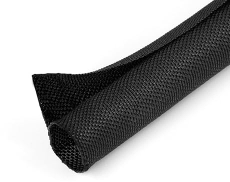 HOLED 1/2 inch Split Braided Cable Management Sleeve for USB Cable Power Cord Audio Video Cable, Wire Loom Cord Protector from Cat Dog Chewing (Black, 10FT)