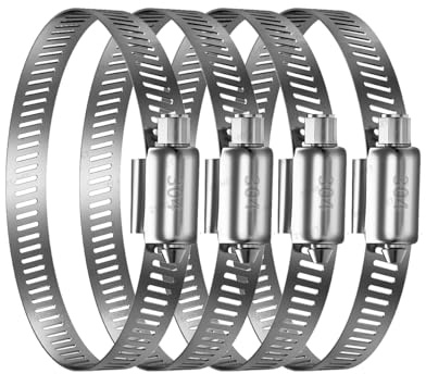 ZT-NET 4 Stück Schlauchschellen 304 Edelstahl Rohrschellen Verstellbare Spannbereich 20-280mm für Befestigung von Abluftschlauch Abluftgebläse Trockner Waschmaschine Garten Spülmaschine Pool