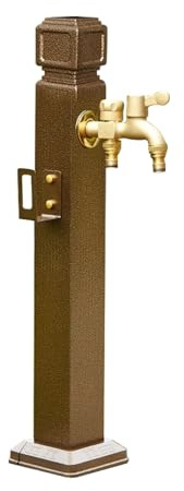 Standbrunnen Wasserzapfstelle in Antik-Stil, Freistehender Brunnen mit Schlauchaufhänger und Bodenmontagehahn, Frostschutzhahn für den Außenbereich(60 * 14.5 * 14.5cm/23 * 5 * 5in)