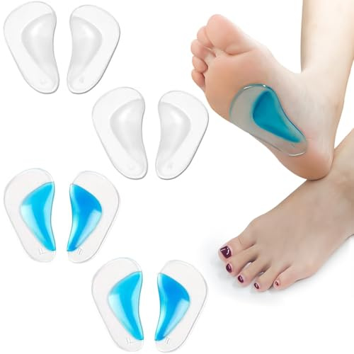 OIXEYA 4 Paia Fascite Plantare Supporto, Gel Piedi Arco Tamponi, Piatto Piede Piatto Correttore, Silicone Cuscinetto Ortopedico, Supporto Plantare Plantare, L(40-45)